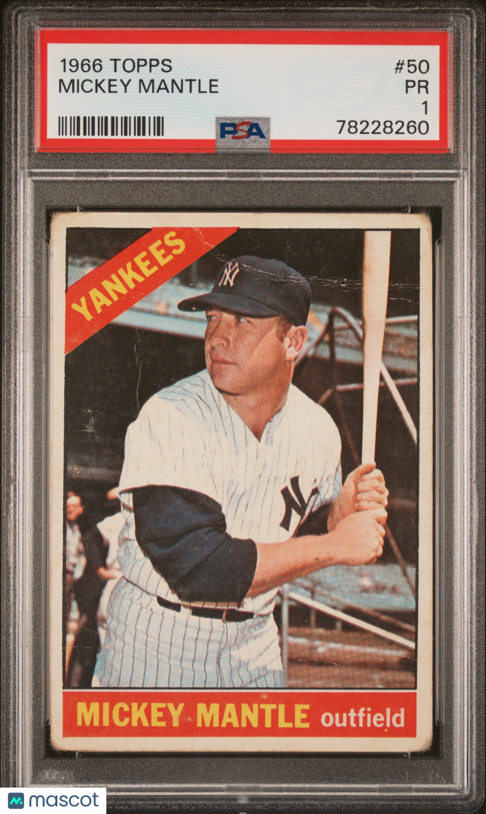 1966 Topps Mickey Mantle #50 PSA 1