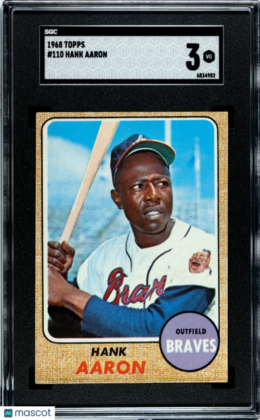 1968 Topps Hank Aaron #110 SGC 3