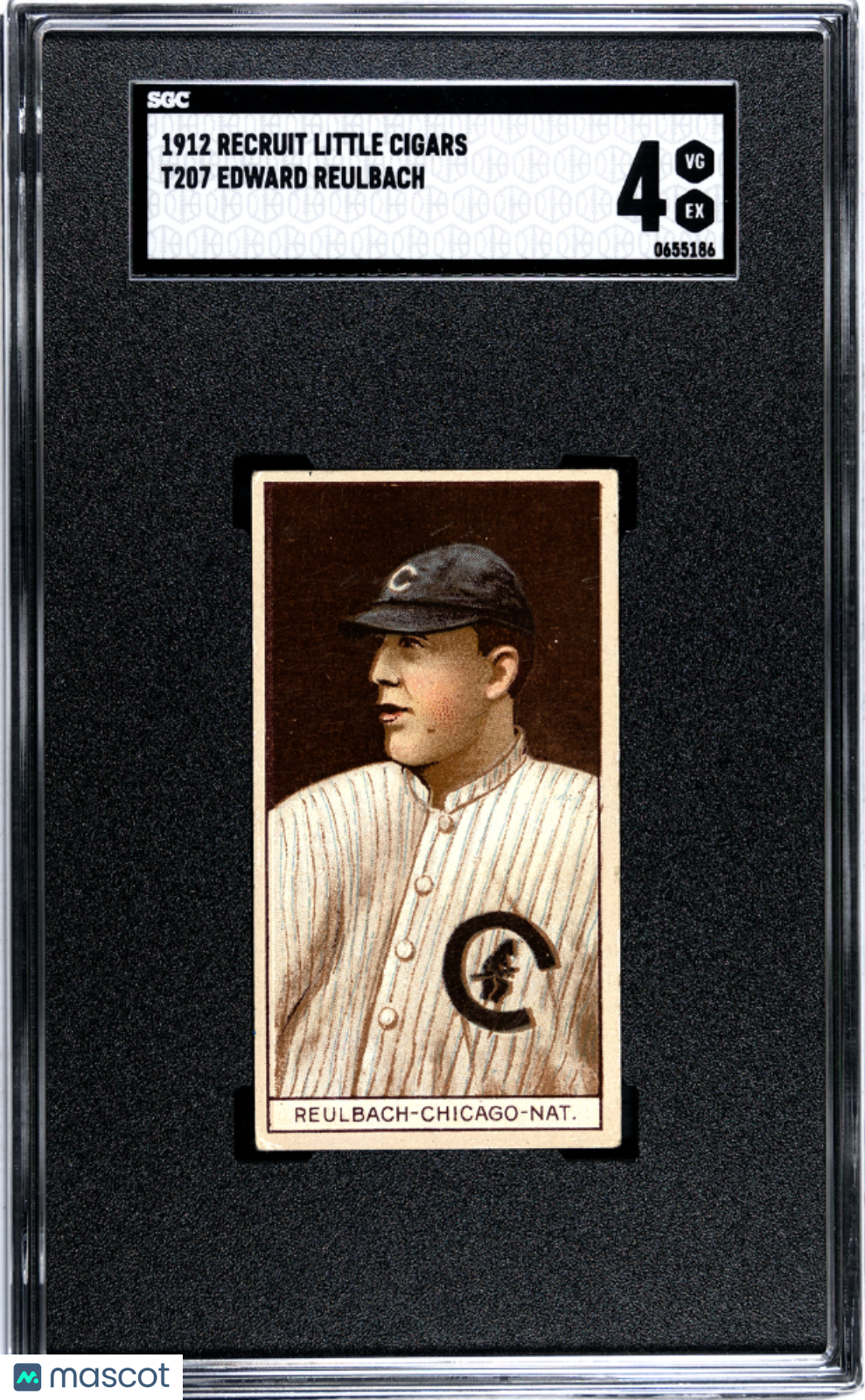 1912 Recruit Little Cigars (T207) Edward Reulbach SGC 4