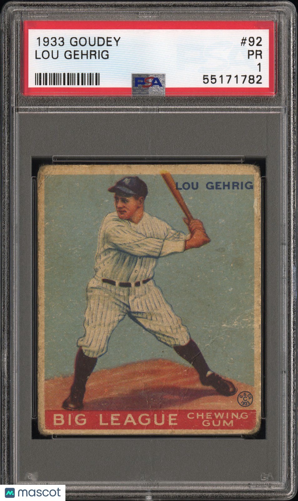 1933 Goudey Lou Gehrig #92 PSA 1