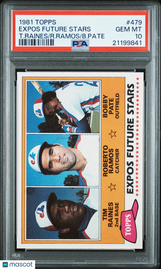 1981 Topps Expos Future Stars #479 T. Raines R. Ramos B. Pate PSA 10