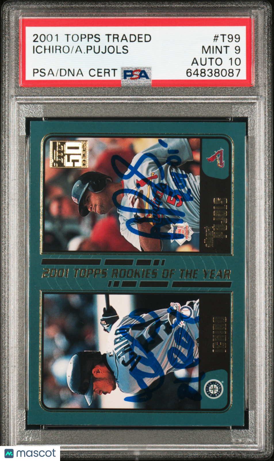 2001 Topps Traded A. Pujols Ichiro #T99 PSA 9 Auto 10