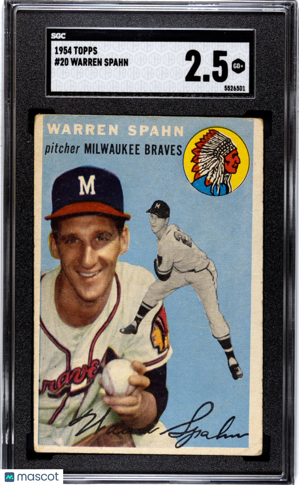 1954 Topps Warren Spahn #20 SGC 2.5