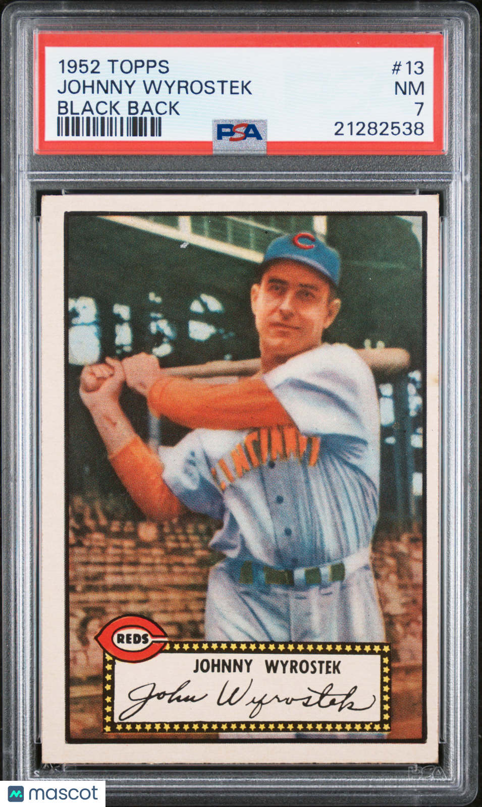 1952 Topps Johnny Wyrostek #13 Black Back PSA 7