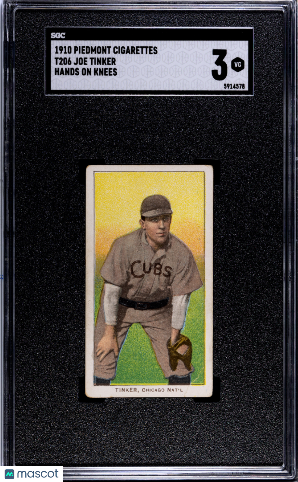 1910 Piedmont Cigarettes (T206) Joe Tinker Hands Knees SGC 3