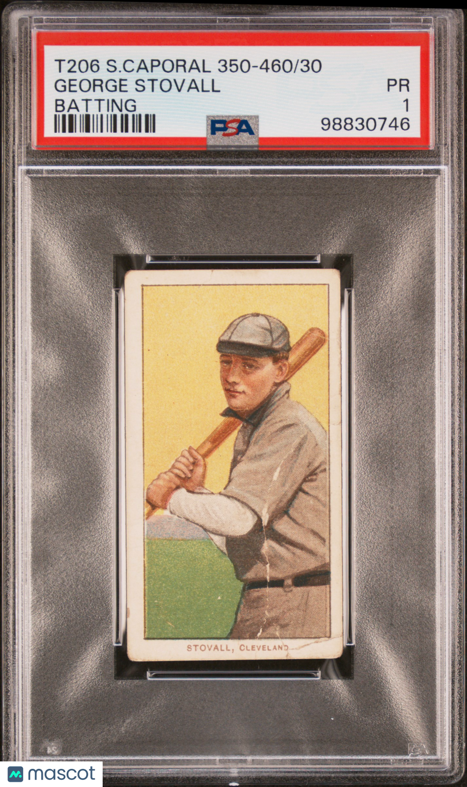 1909-11 T206 Sweet Caporal 350-460/30 George Stovall Batting PSA 1