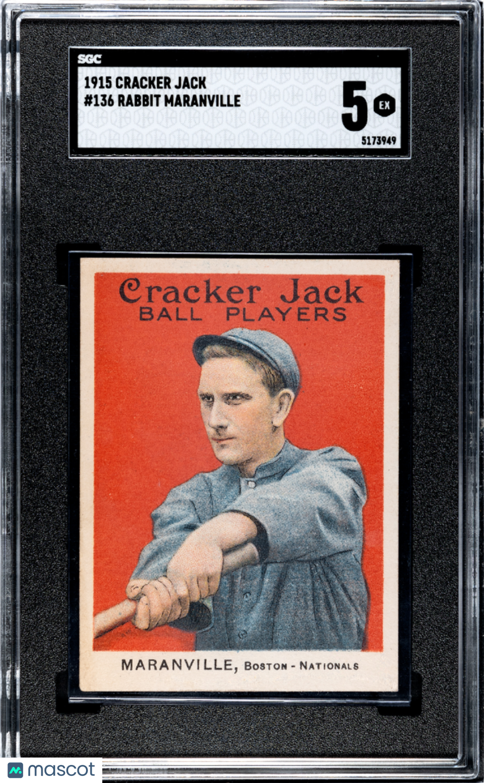 1915 Cracker Jack Rabbit Maranville #136 SGC 5