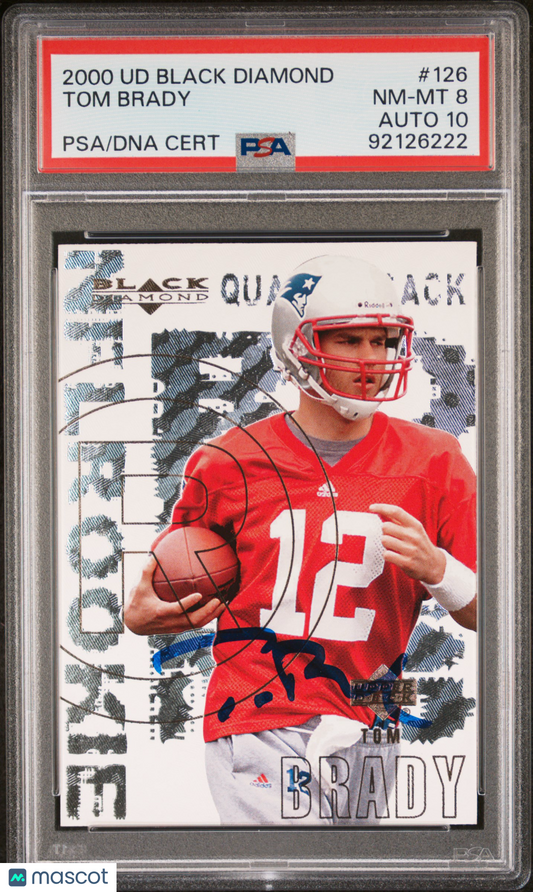 2000 Upper Deck Black Diamond Tom Brady #126 PSA 8 Auto 10