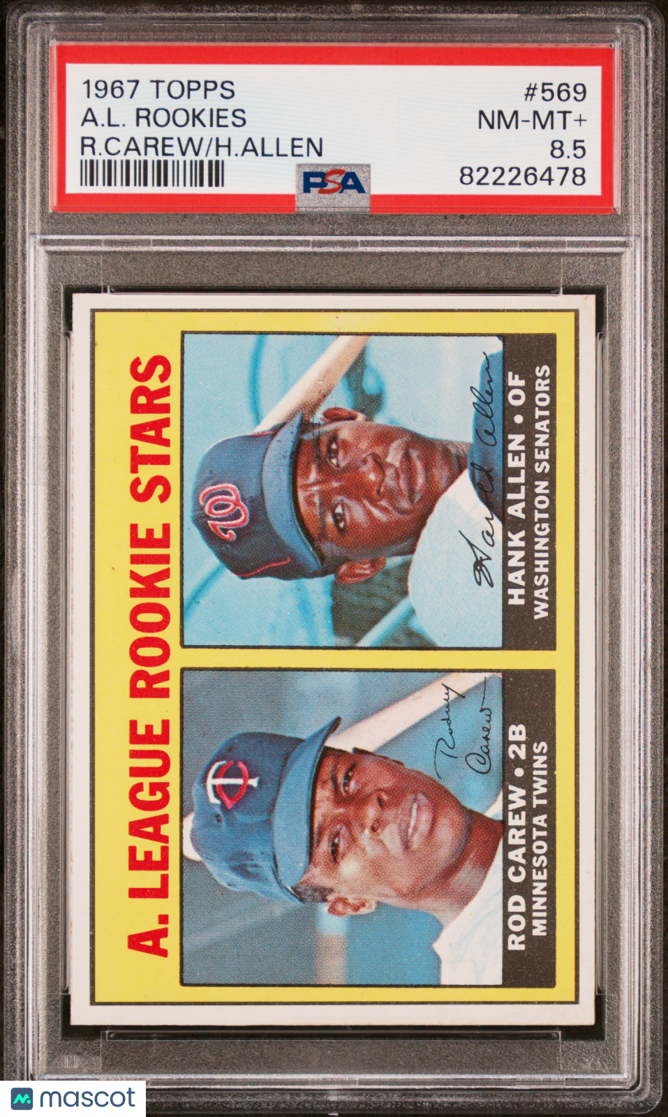 1967 Topps A. L. Rookies #569 R. Carew H. Allen PSA 8.5