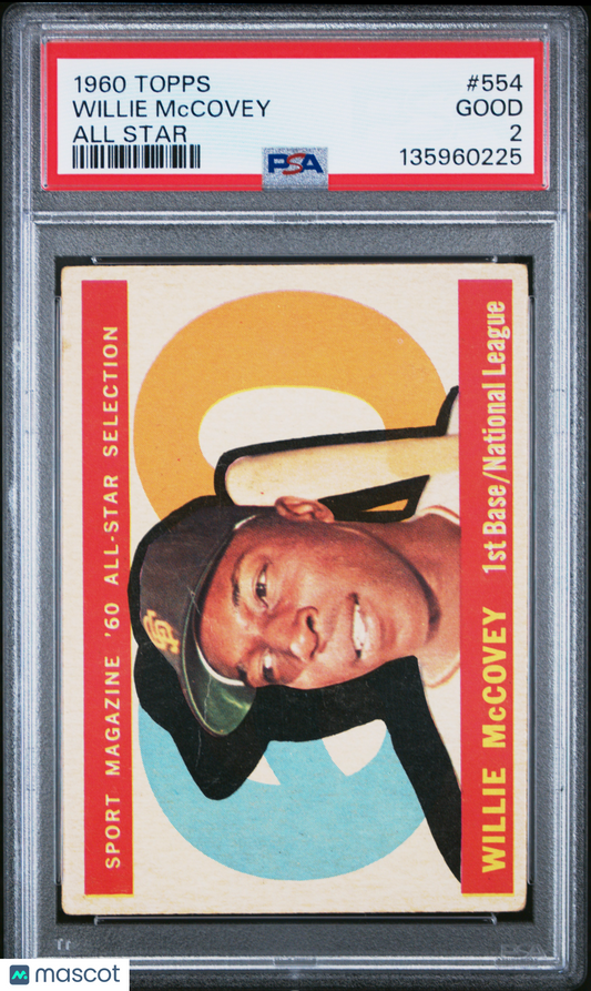 1960 Topps Willie Mccovey #554 All Star PSA 2