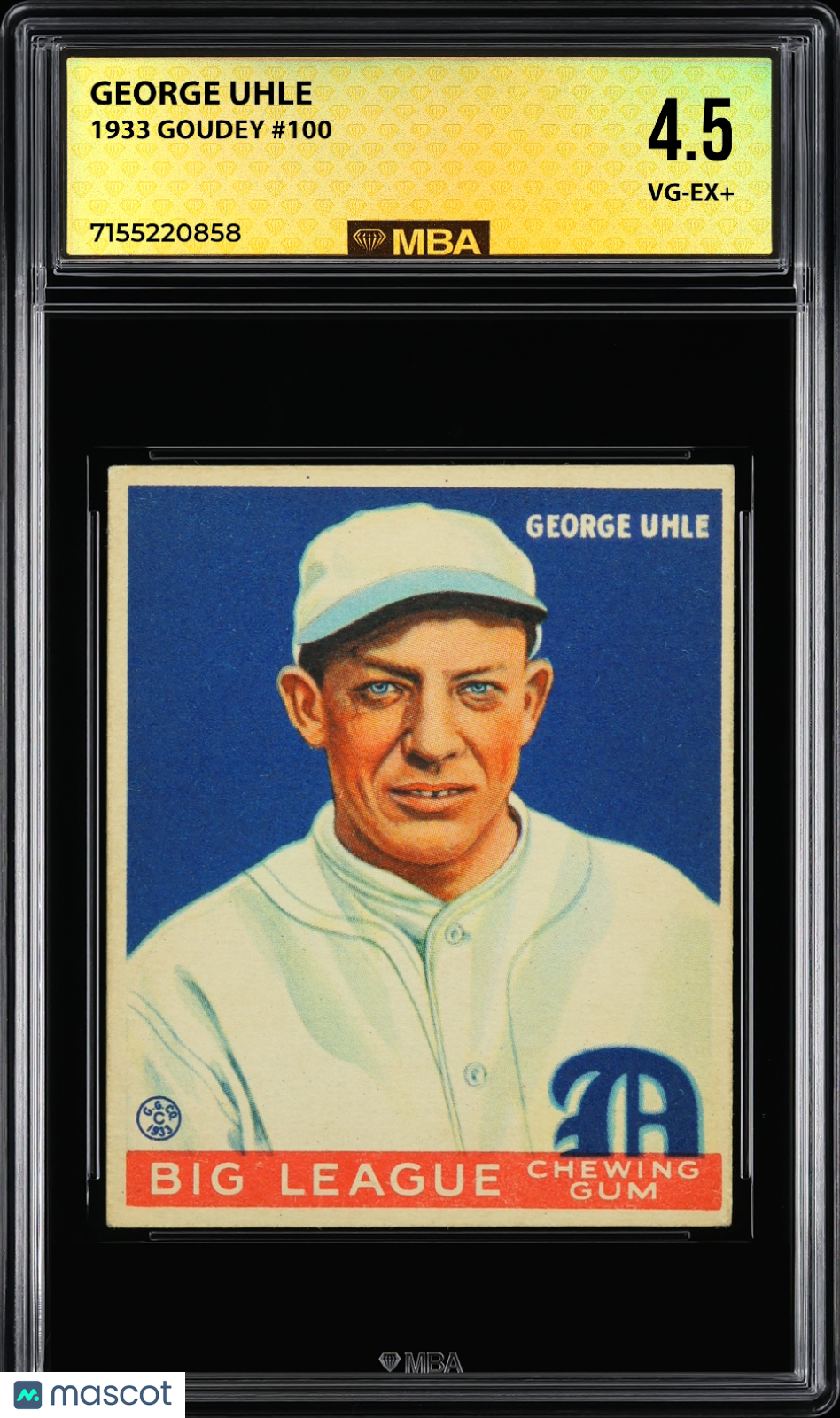 1933 Goudey George Uhle #100 MBA 4.5