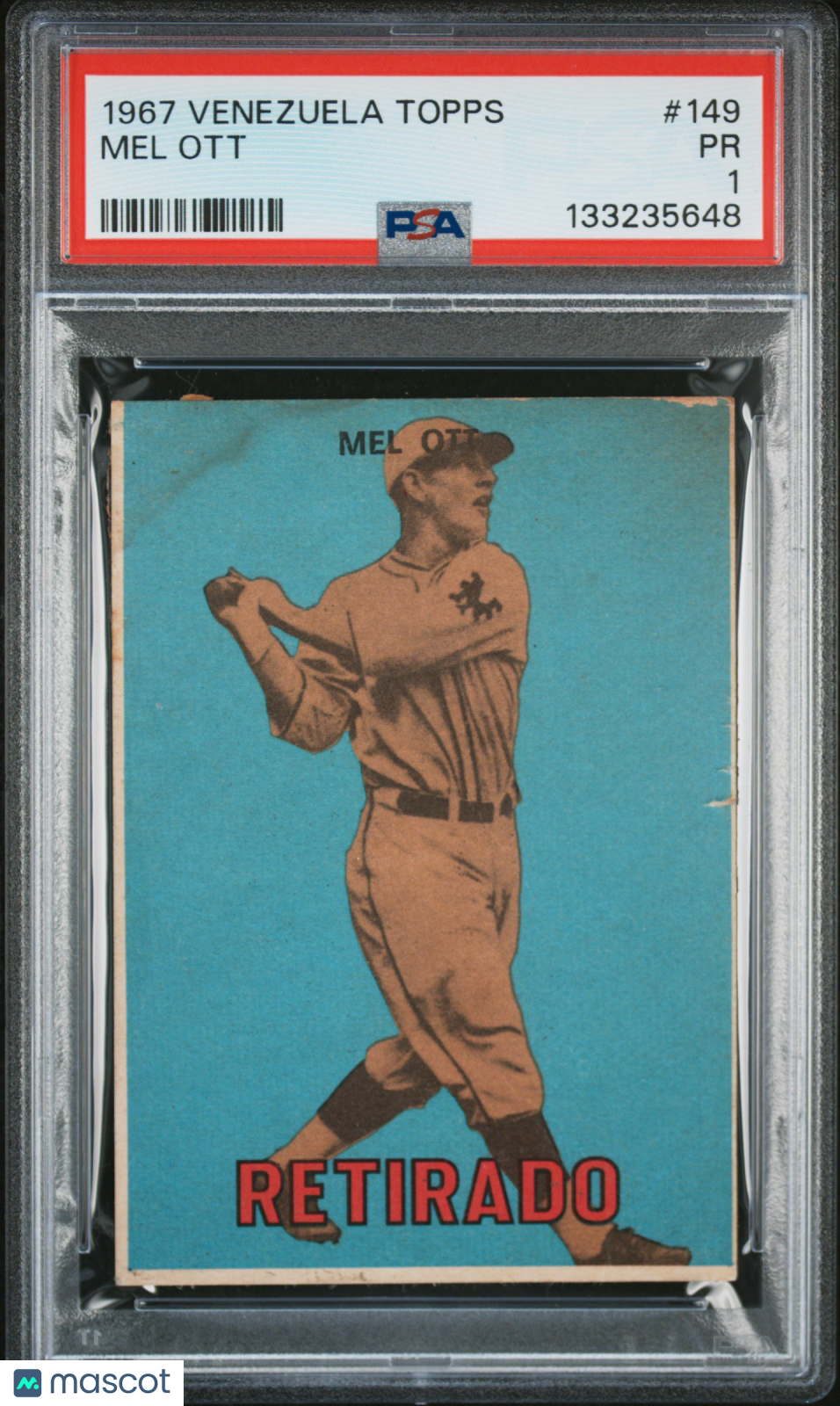 1967 Venezuela Topps Mel Ott #149 PSA 1