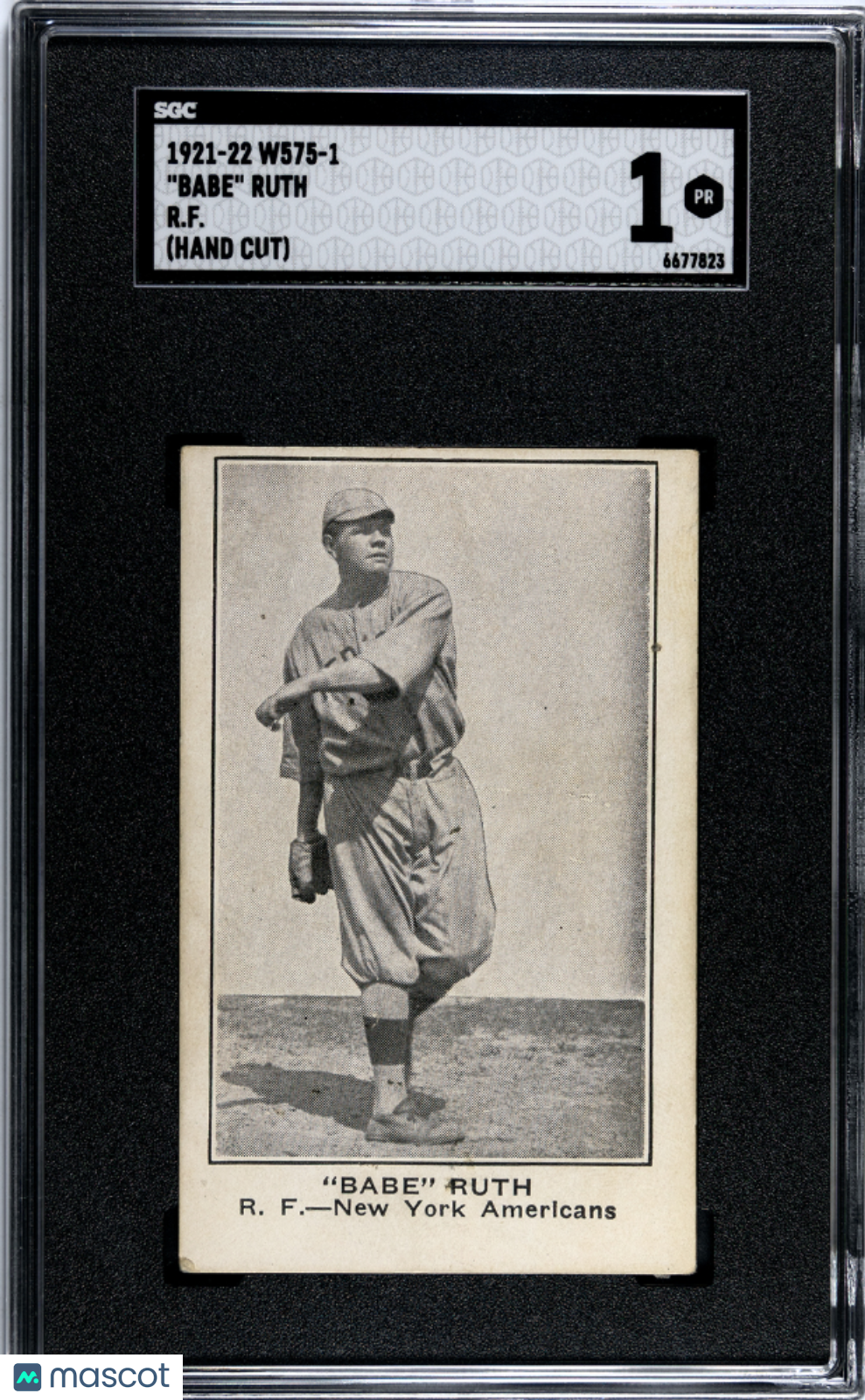 1921 W575-1 Babe Ruth R. F. (Hand Cut) SGC 1