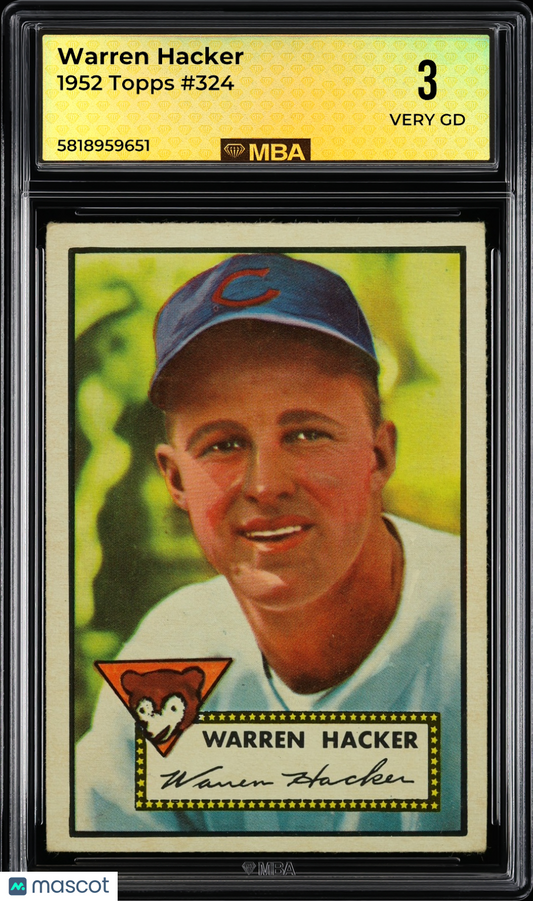 1952 Topps Warren Hacker #324 MBA 3