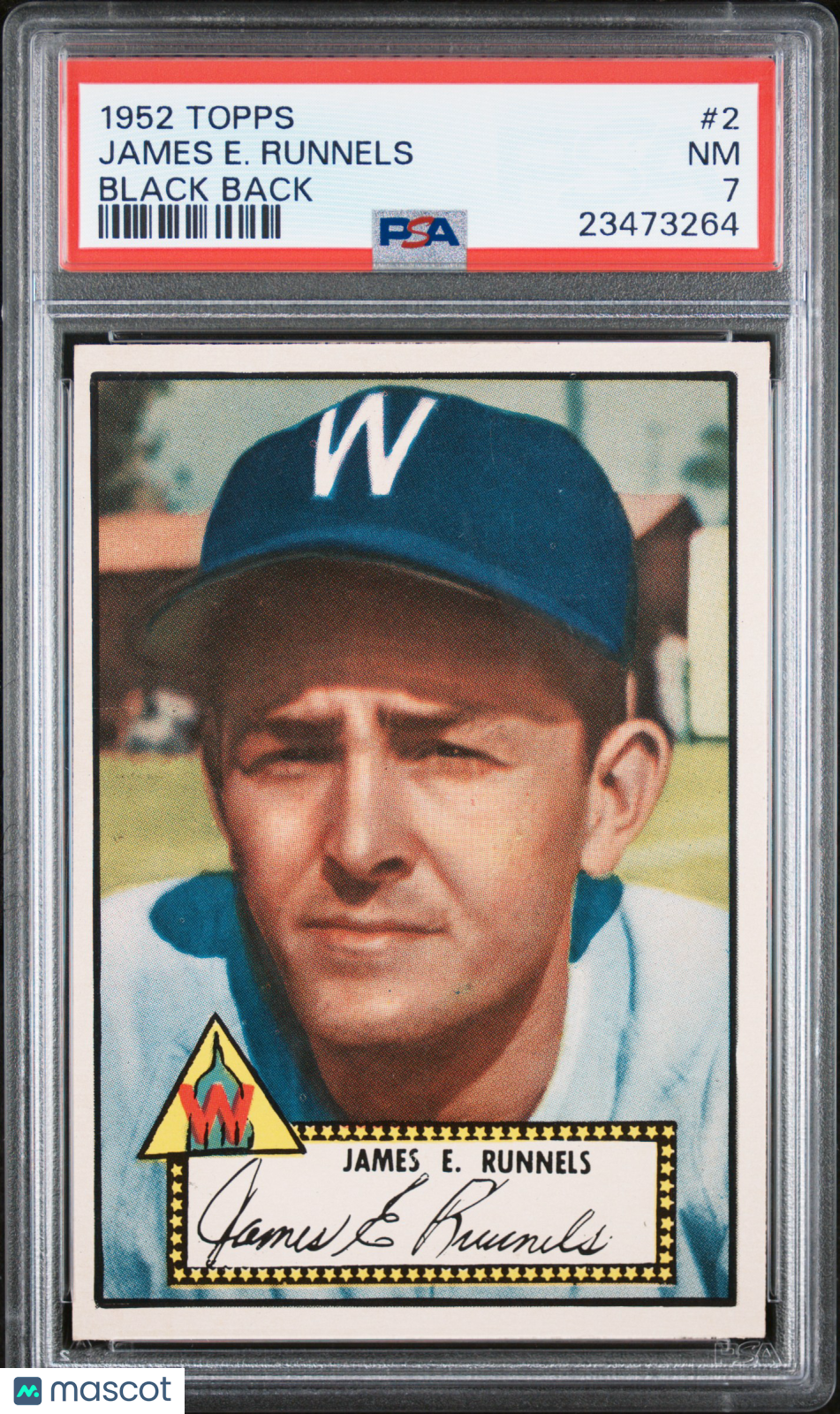 1952 Topps James E. Runnels #2 Black Back PSA 7