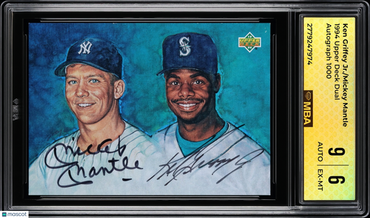 1994 Upper Deck Ken Griffey Jr./Mickey Mantle Dual Autograph 1000 MBA 6