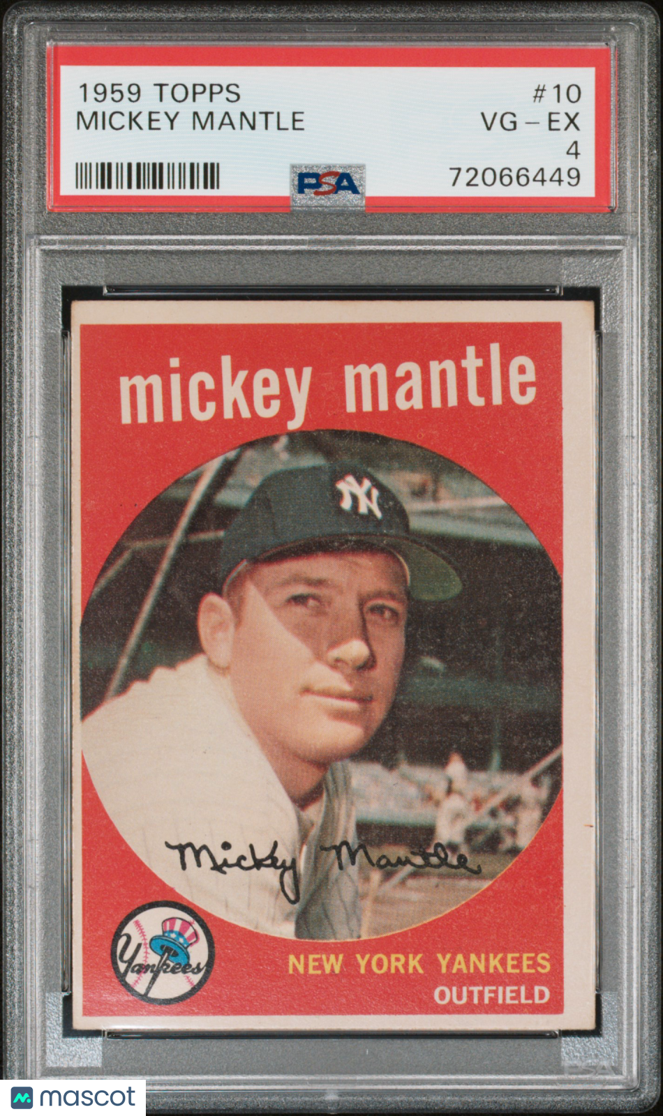 1959 Topps Mickey Mantle #10 PSA 4