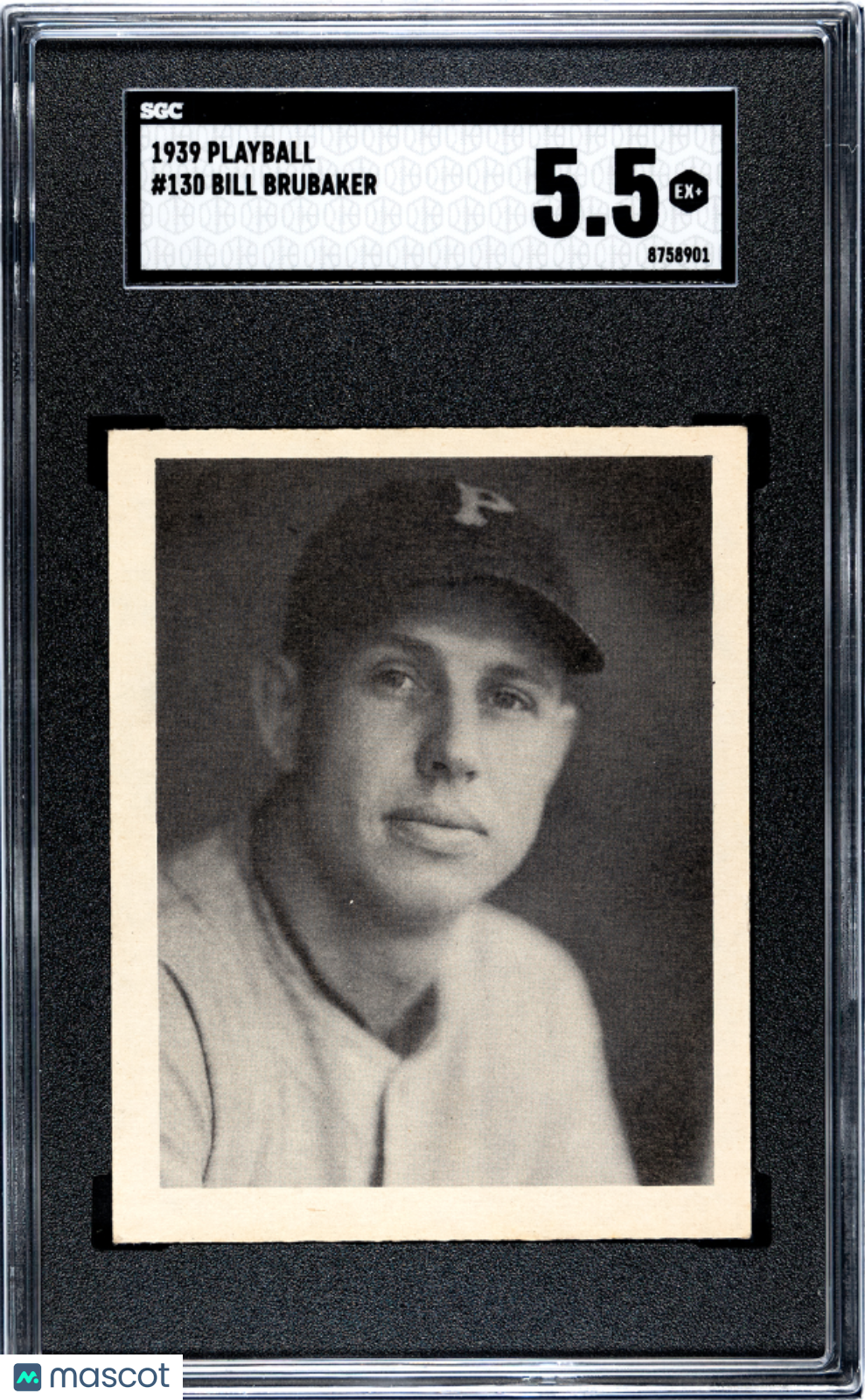1939 Playball Bill Brubaker #130 SGC 5.5