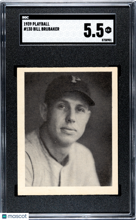 1939 Playball Bill Brubaker #130 SGC 5.5