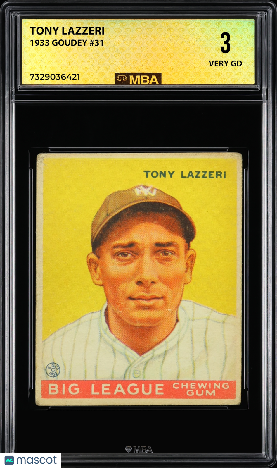 1933 Goudey Tony Lazzeri #31 MBA 3