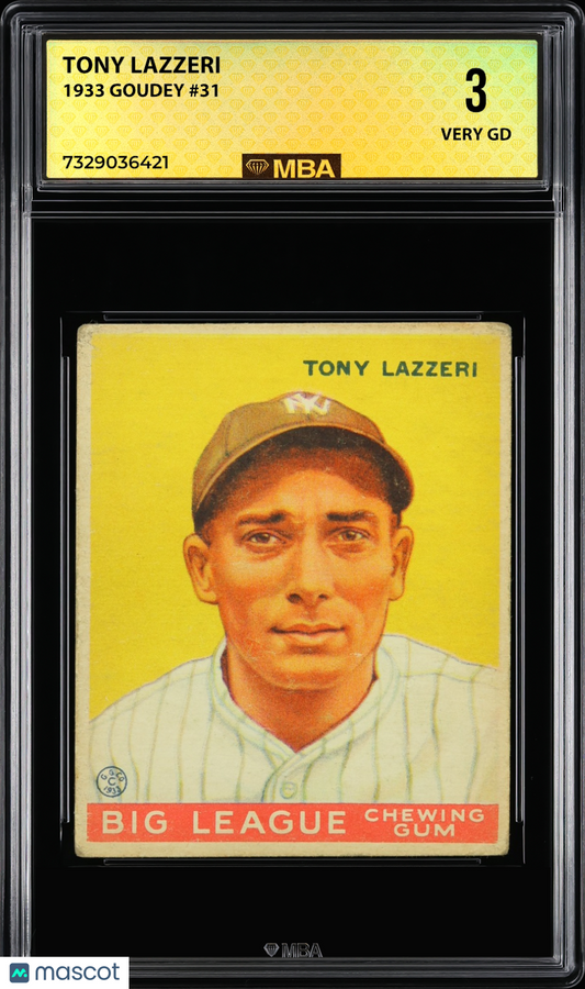 1933 Goudey Tony Lazzeri #31 MBA 3