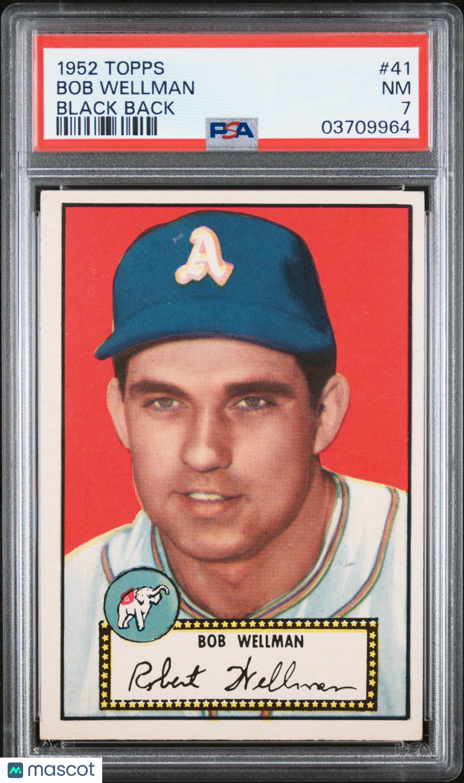 1952 Topps Bob Wellman #41 Black Back PSA 7