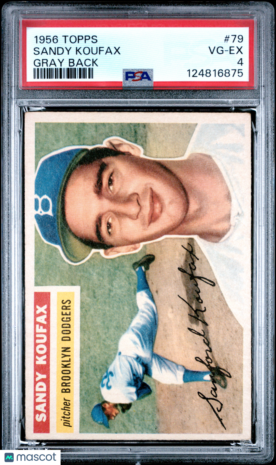 1956 Topps Sandy Koufax #79 Gray Back PSA 4