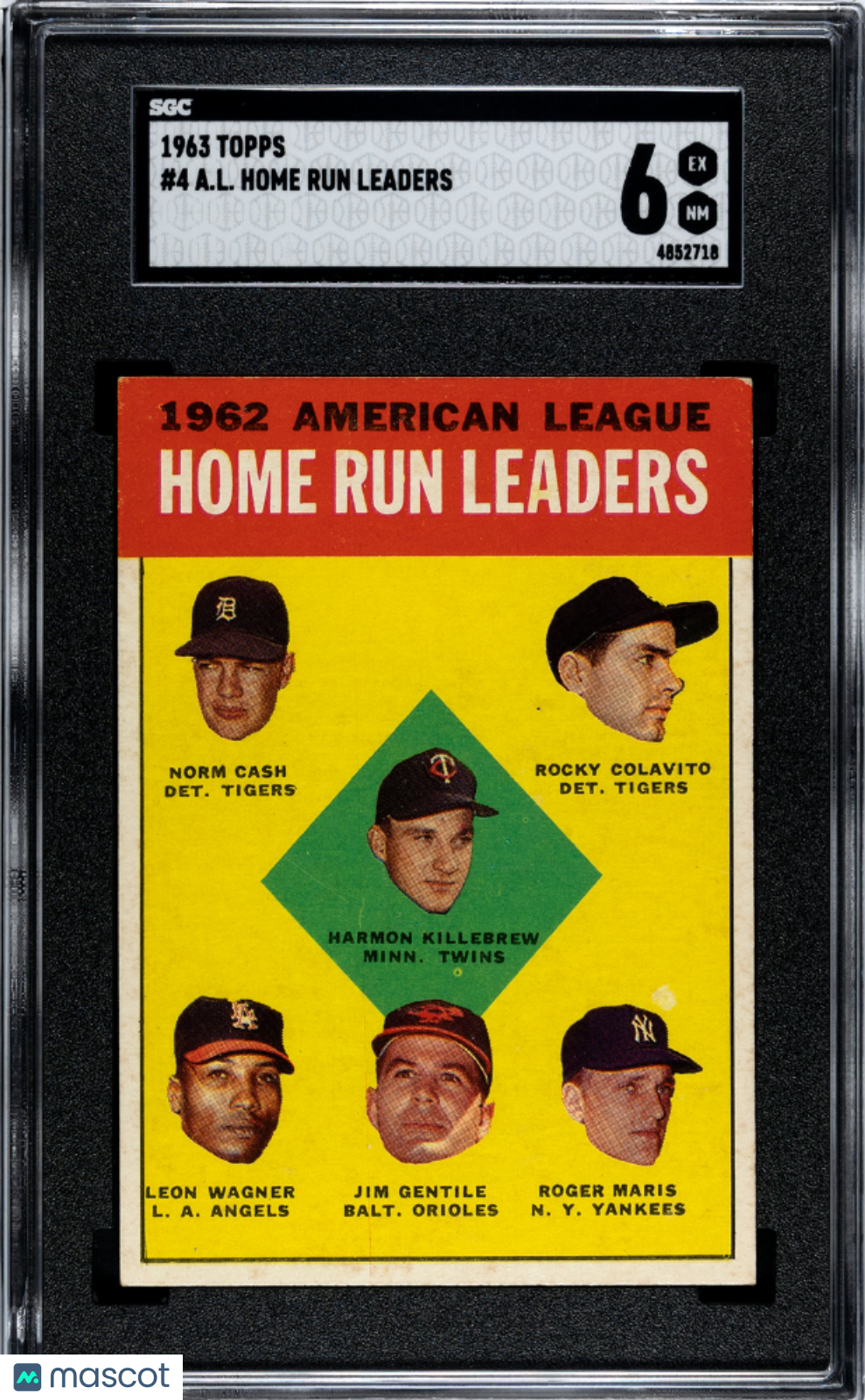1963 Topps A. L. Home Run Leaders #4 SGC 6