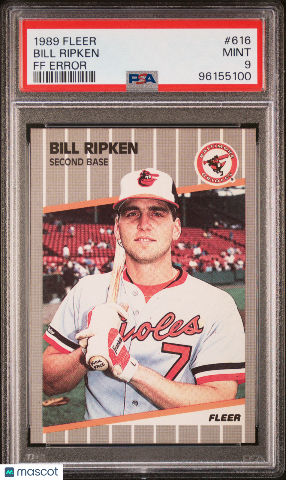 1989 Fleer Bill Ripken #616 FF Error PSA 9