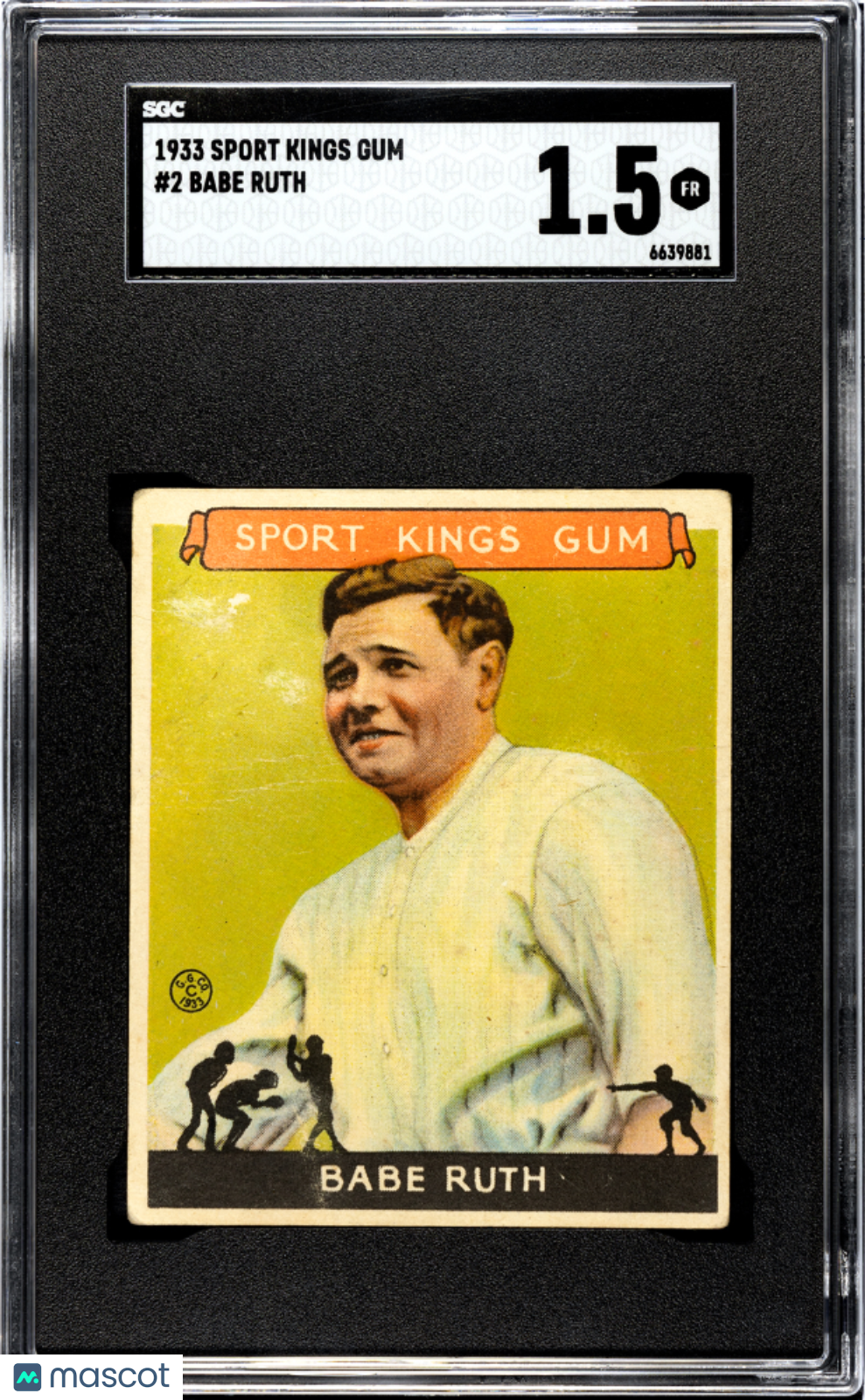 1933 Sport Kings Gum Babe Ruth #2 SGC 1.5