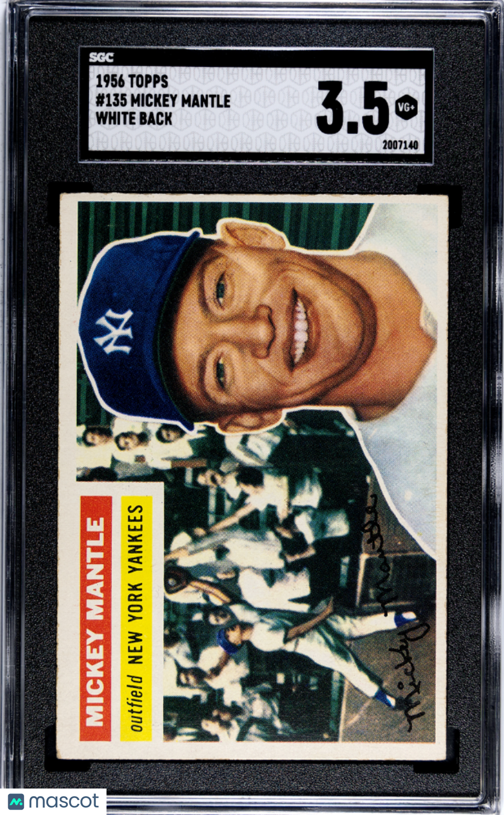 1956 Topps Mickey Mantle #135 White Back SGC 3.5