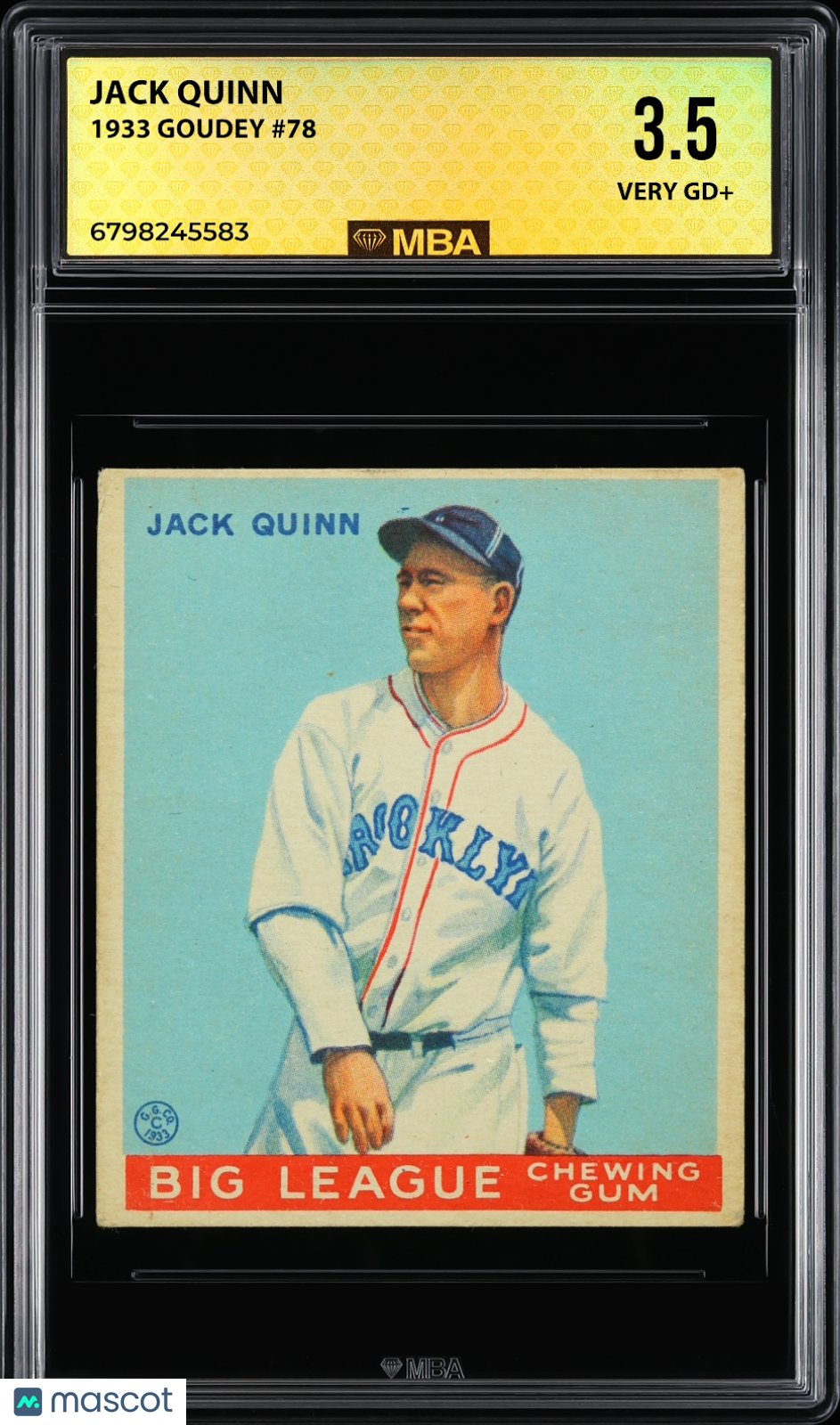 1933 Goudey Jack Quinn #78 MBA 3.5