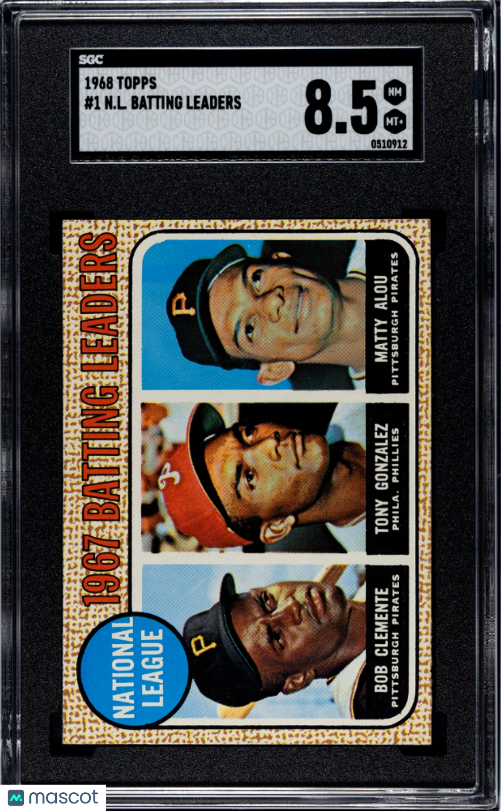 1968 Topps N. L. Batting Leaders #1 SGC 8.5