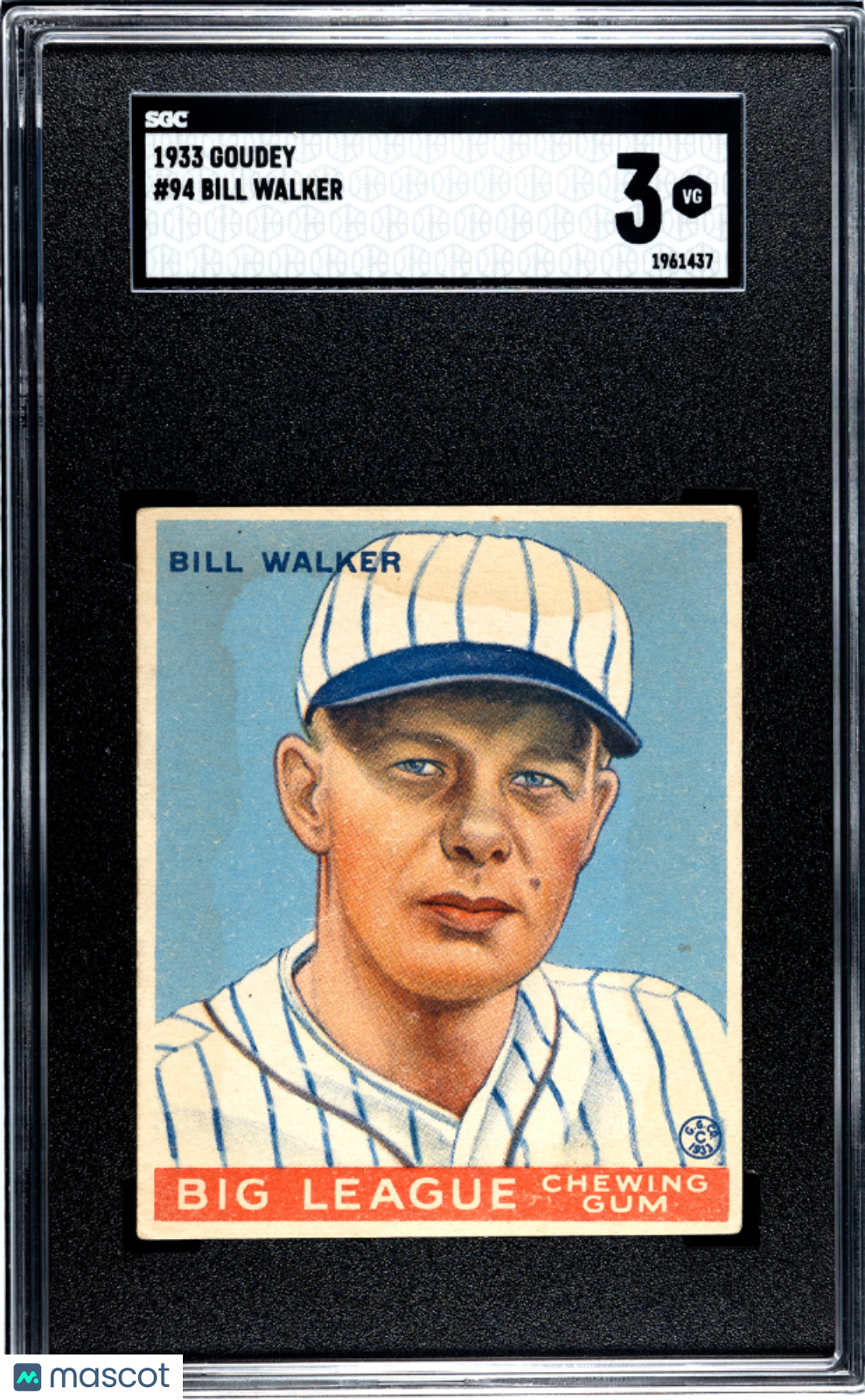1933 Goudey Bill Walker #94 SGC 3