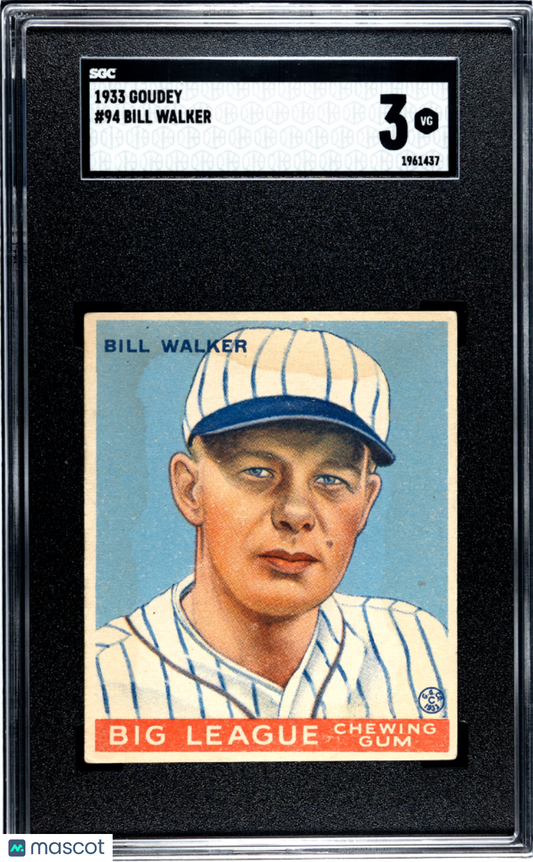 1933 Goudey Bill Walker #94 SGC 3