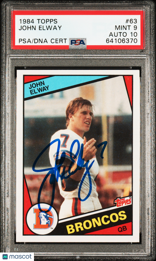1984 Topps John Elway #63 PSA 9 Auto 10