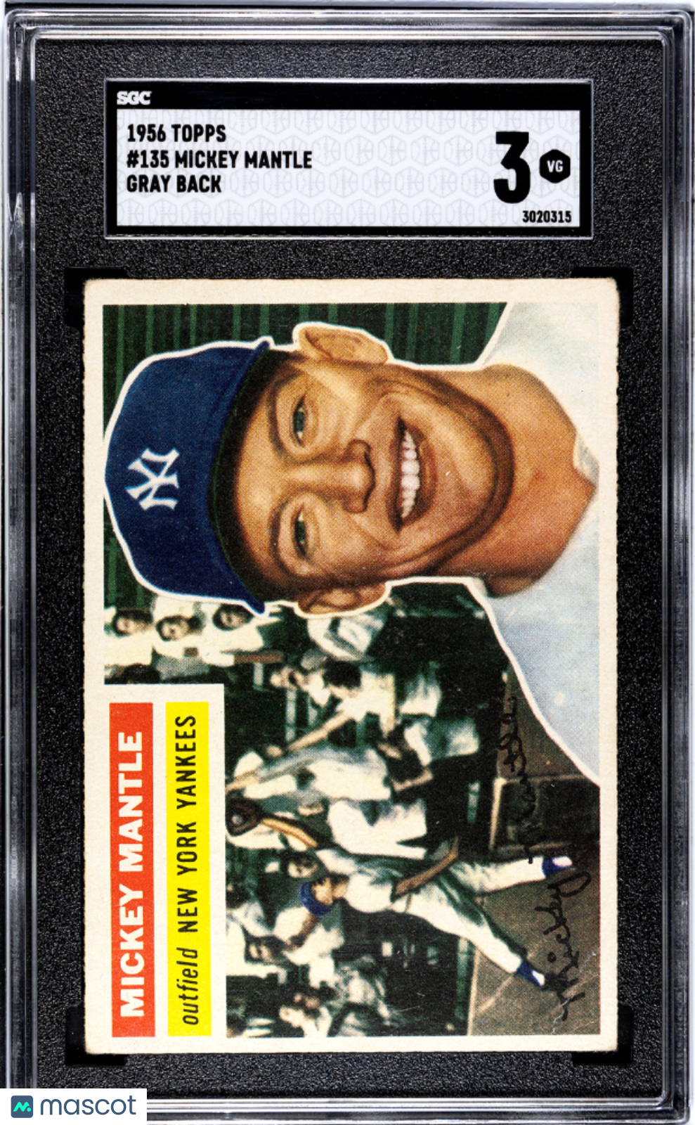 1956 Topps Mickey Mantle #135 Gray Back SGC 3
