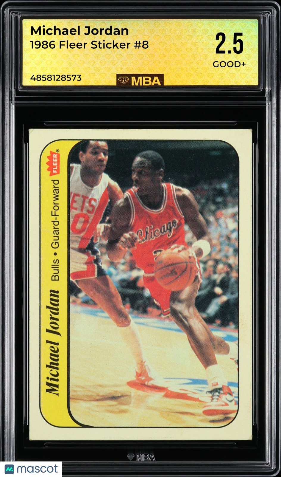 1986 Fleer Sticker Michael Jordan #8 MBA 2.5 RC