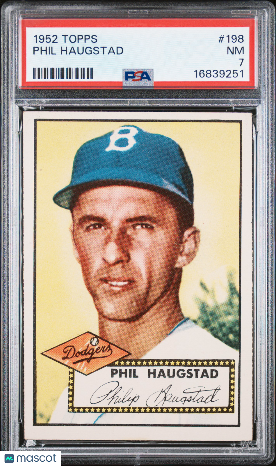 1952 Topps Phil Haugstad #198 PSA 7