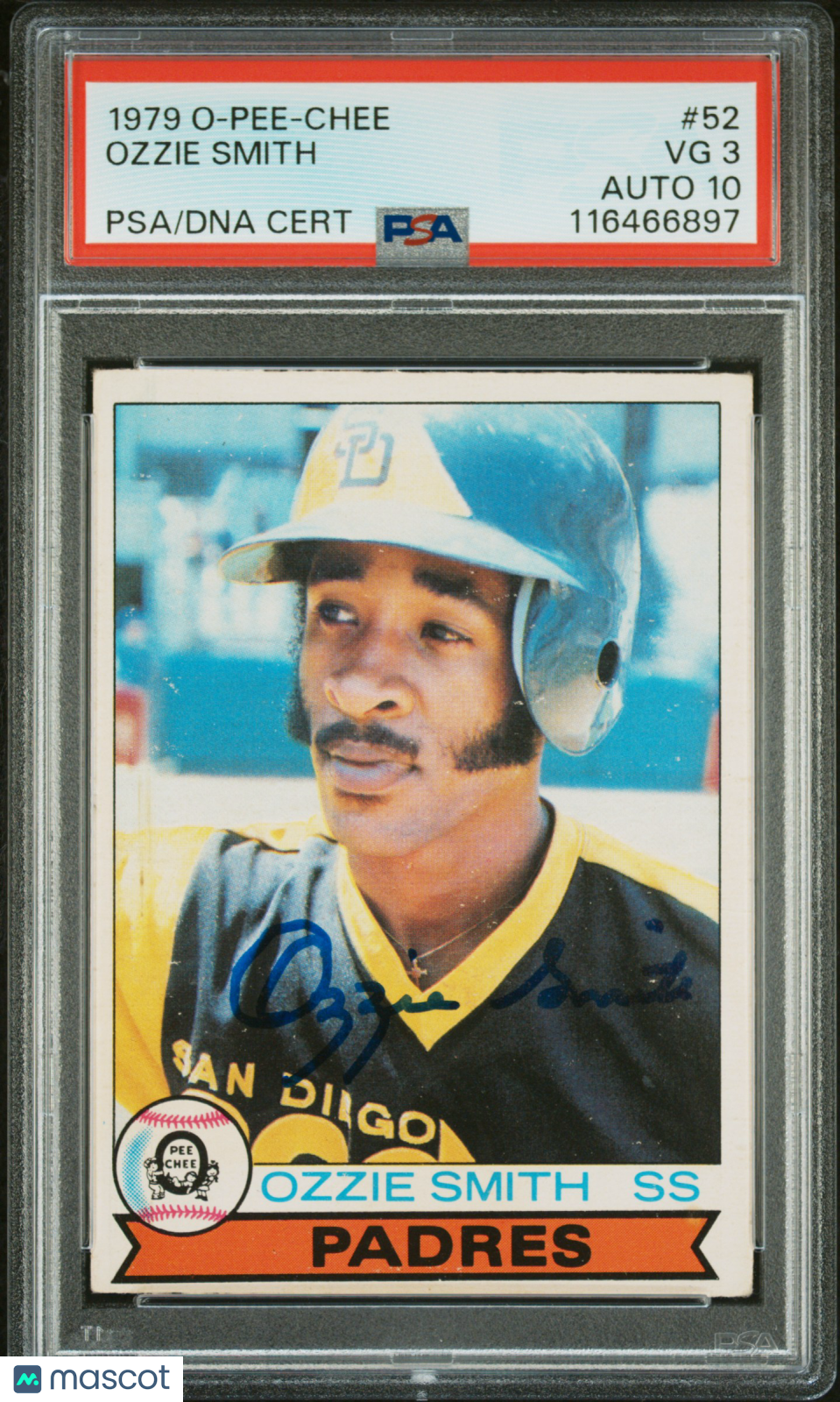 1979 O-Pee-Chee Ozzie Smith #52 PSA 3 Auto 10