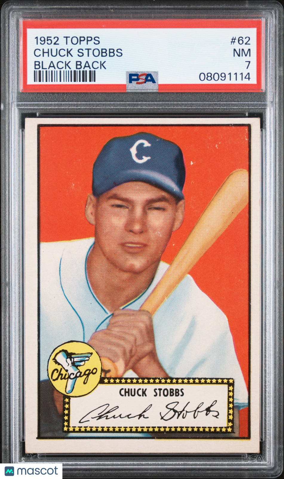 1952 Topps Chuck Stobbs #62 Black Back PSA 7