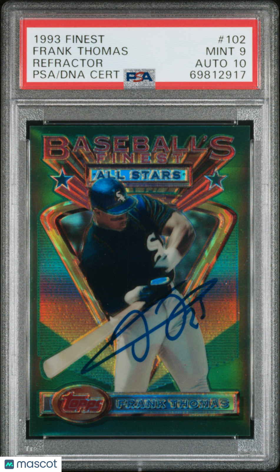 1993 Finest Frank Thomas #102 Refractor PSA 9 Auto 10