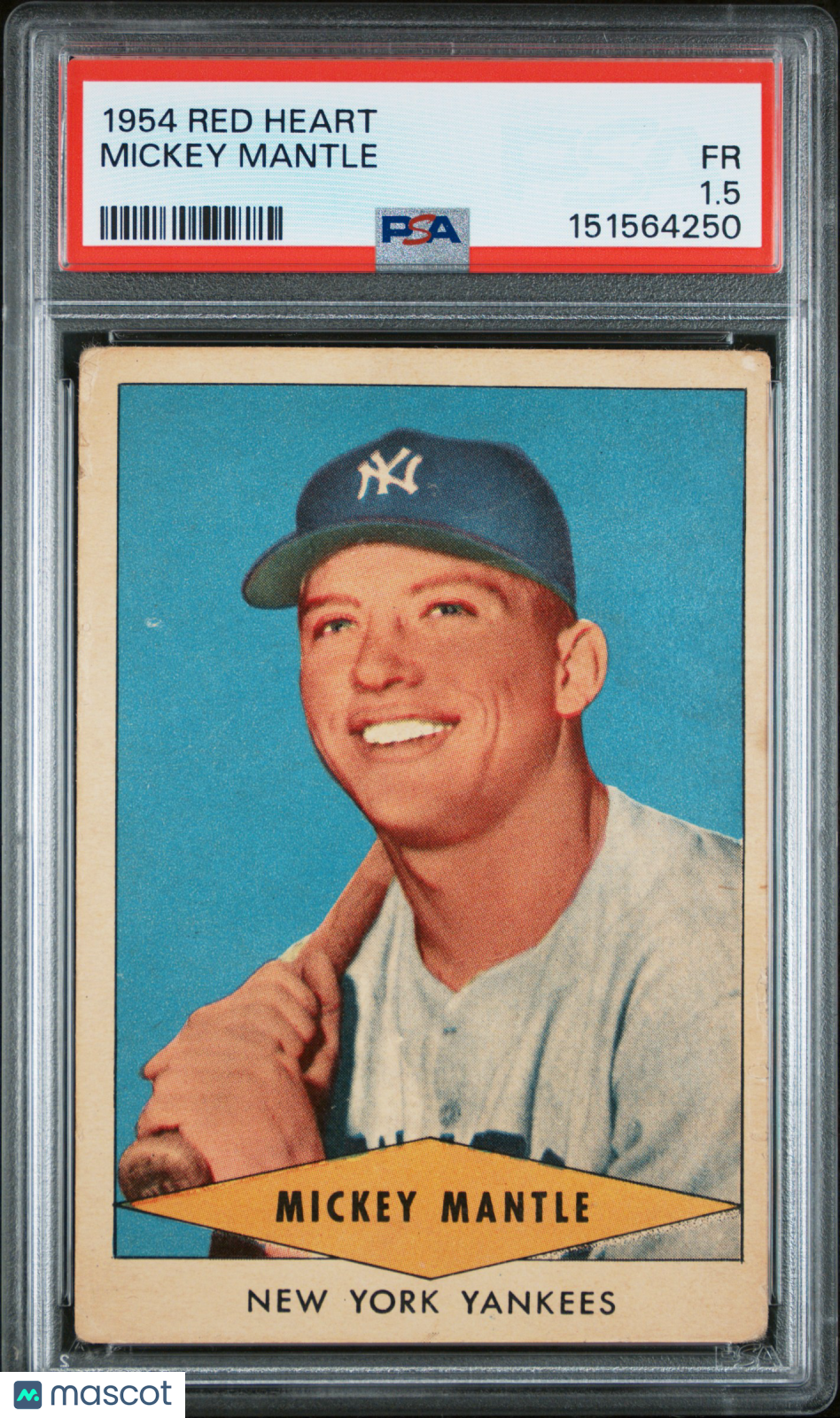 1954 Red Heart Mickey Mantle PSA 1.5