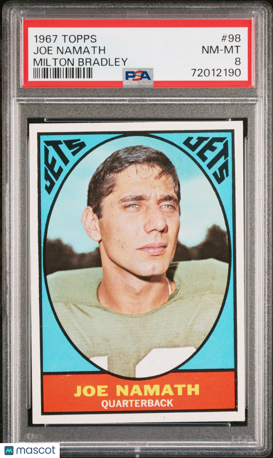 1967 Topps Milton Bradley Joe Namath #98 PSA 8