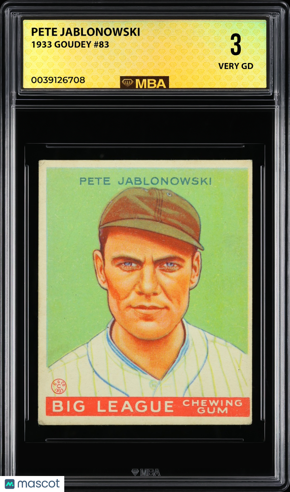 1933 Goudey Pete Jablonowski #83 MBA 3