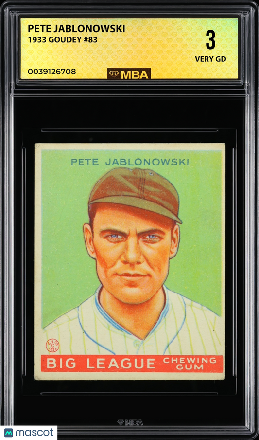 1933 Goudey Pete Jablonowski #83 MBA 3