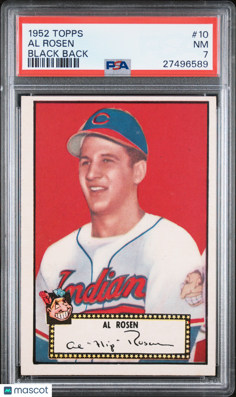 1952 Topps Al Rosen #10 Black Back PSA 7