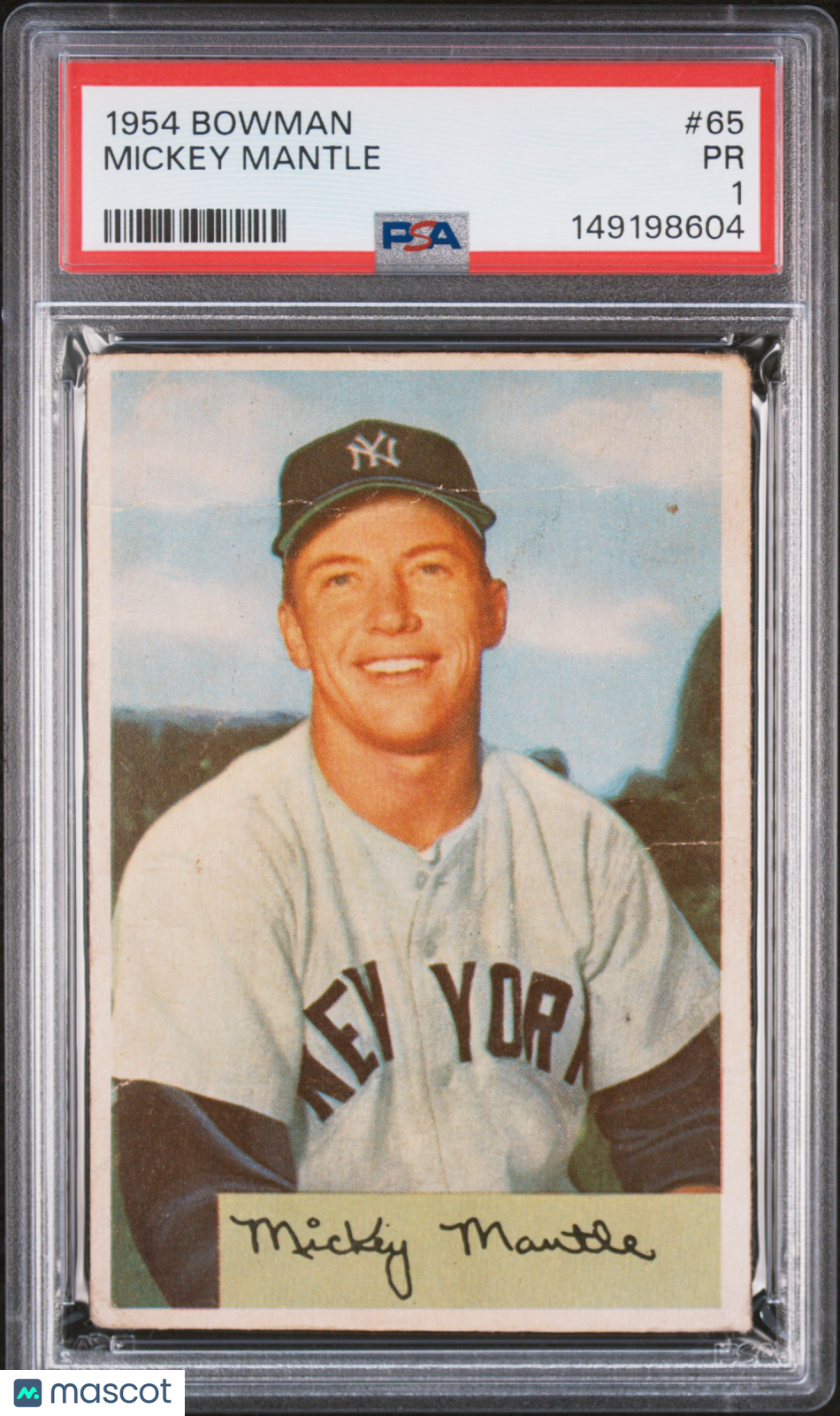 1954 Bowman Mickey Mantle #65 PSA 1