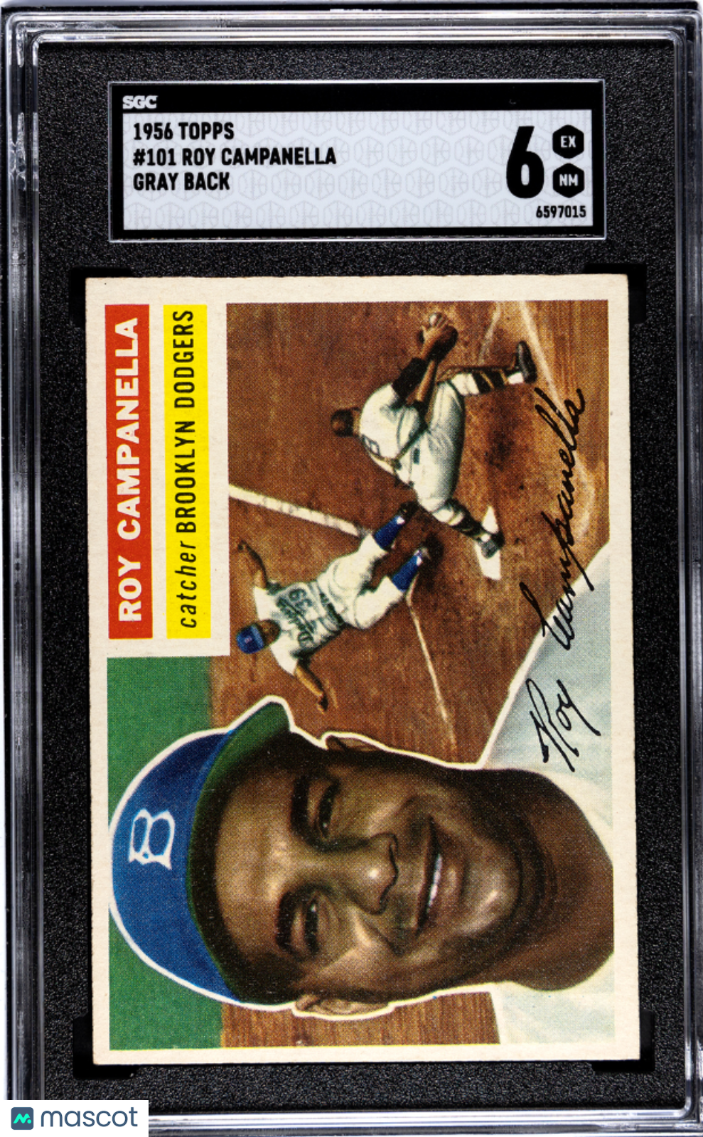 1956 Topps Roy Campanella #101 Gray Back SGC 6