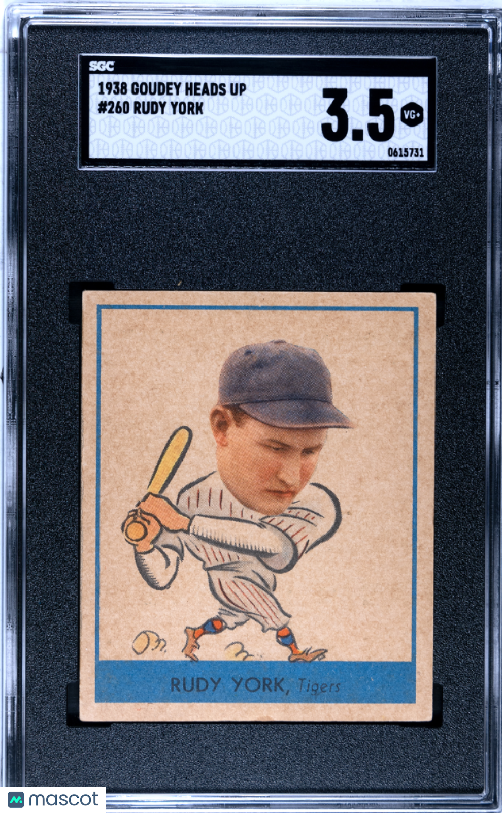 1938 Goudey Heads Up Rudy York #260 SGC 3.5
